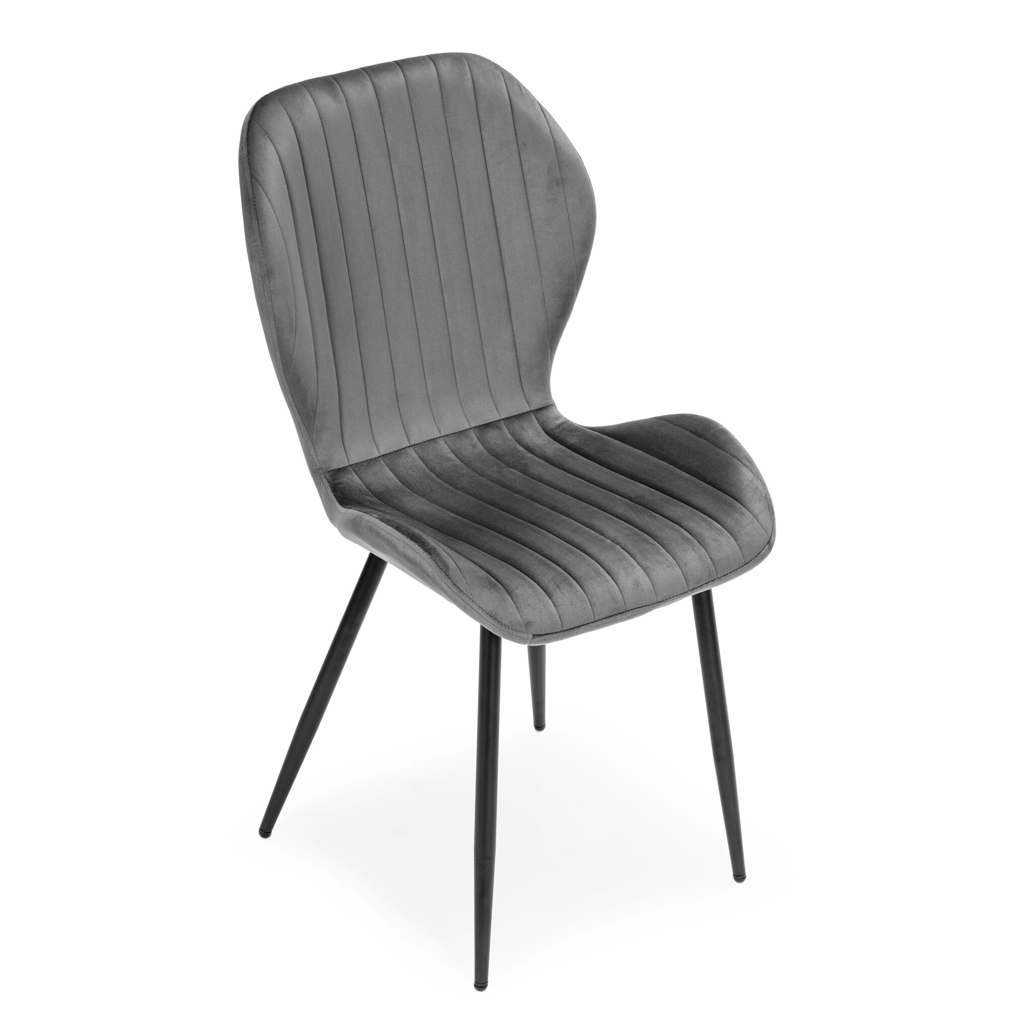 Velvet eetkamerstoel - set van 4 eettafel stoelen - grijs