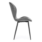 Velvet eetkamerstoel - set van 4 eettafel stoelen - grijs