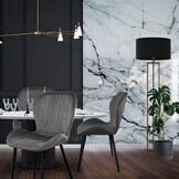 Velvet eetkamerstoel - set van 4 eettafel stoelen - grijs