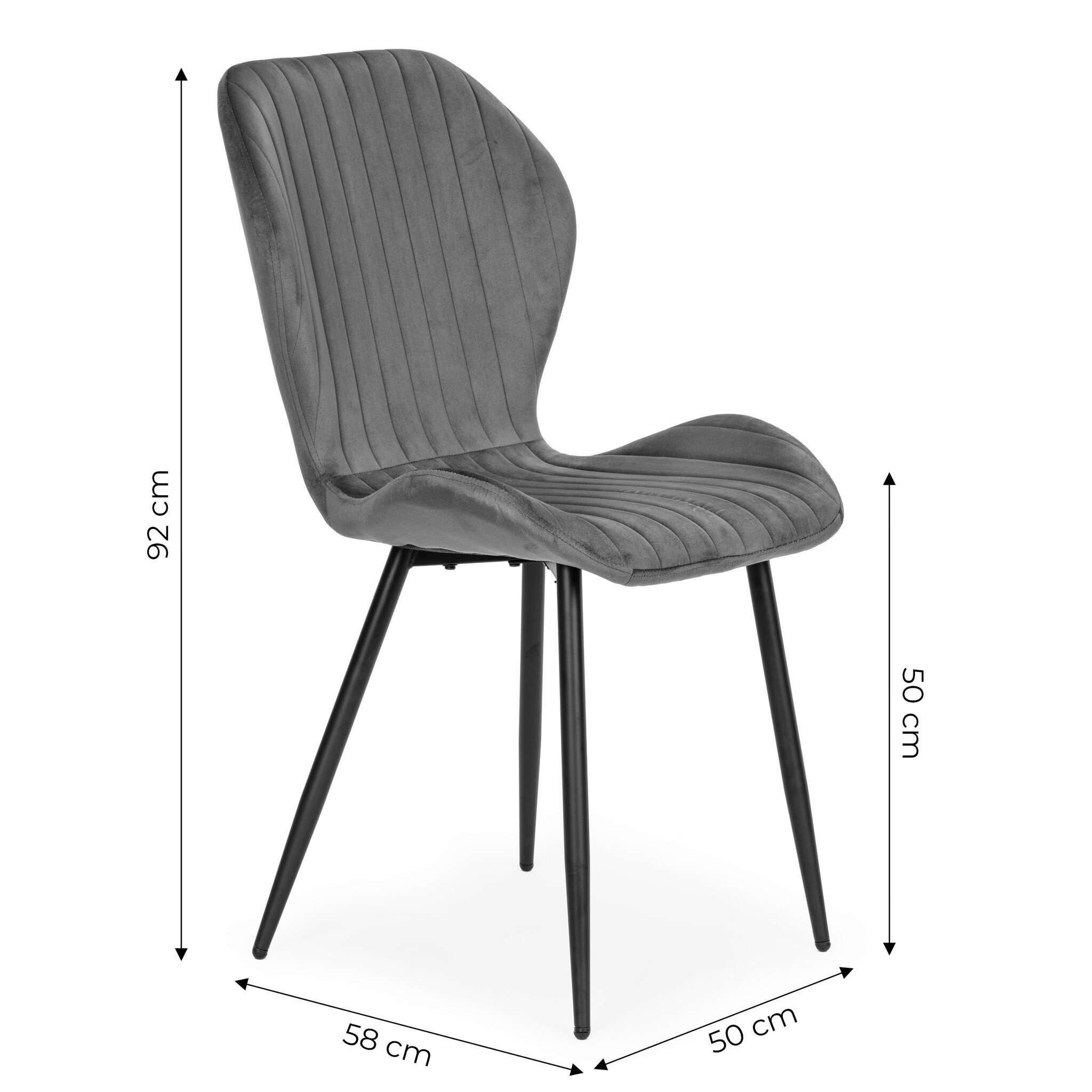 Velvet eetkamerstoel - set van 4 eettafel stoelen - grijs