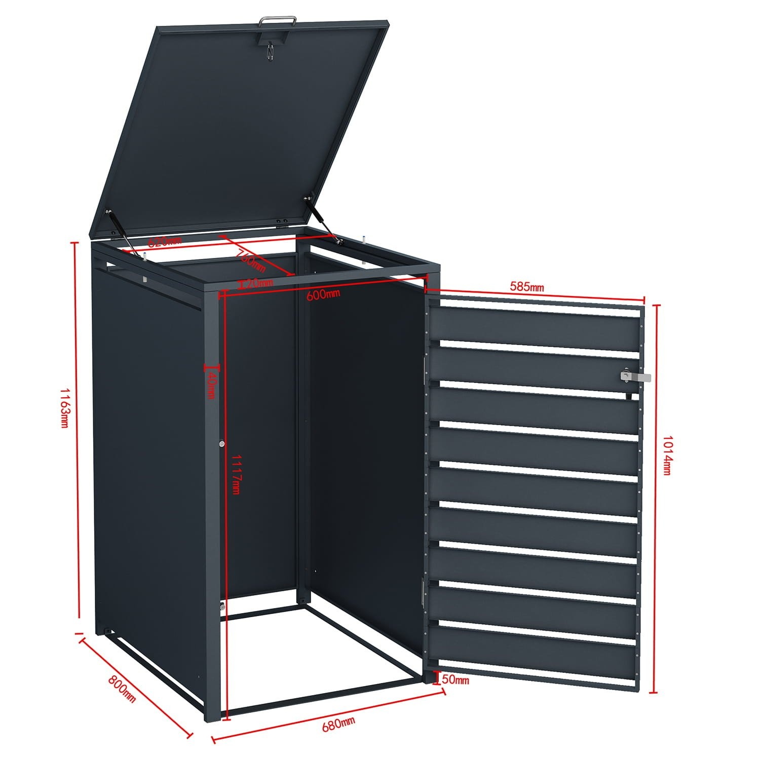 Container ombouw - 1 container - 68x80x116cm - antraciet hout