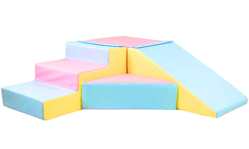 Schuimglijbaan - 40 cm hoog - roze, blauw, geel (pastel)