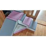 Speelset schuimblokken met glijbaan wit, licht paars & grijs