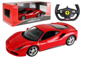 Op afstand bestuurbare raceauto - Ferrari 488 GTB - rood - 26x13x7 cm