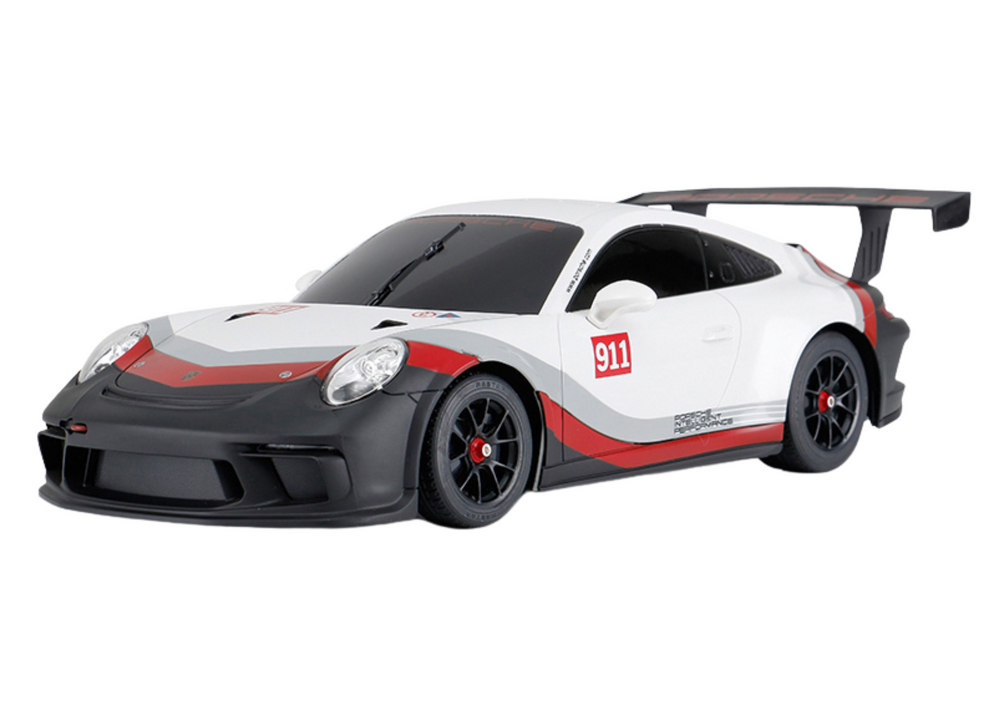 Speelgoedauto - Porsche 911 GT3 - wit-grijs - afstandsbediening - 38x13x12 cm