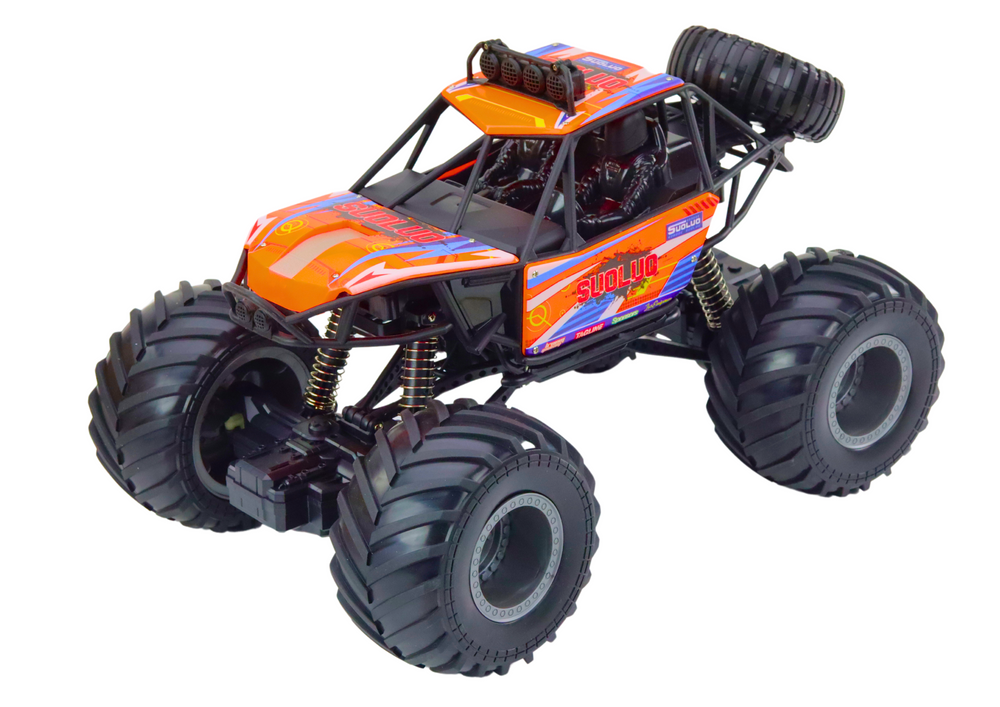 Op afstand bestuurbare monstertruck - oranje - 44x29x28 cm - licht en geluid