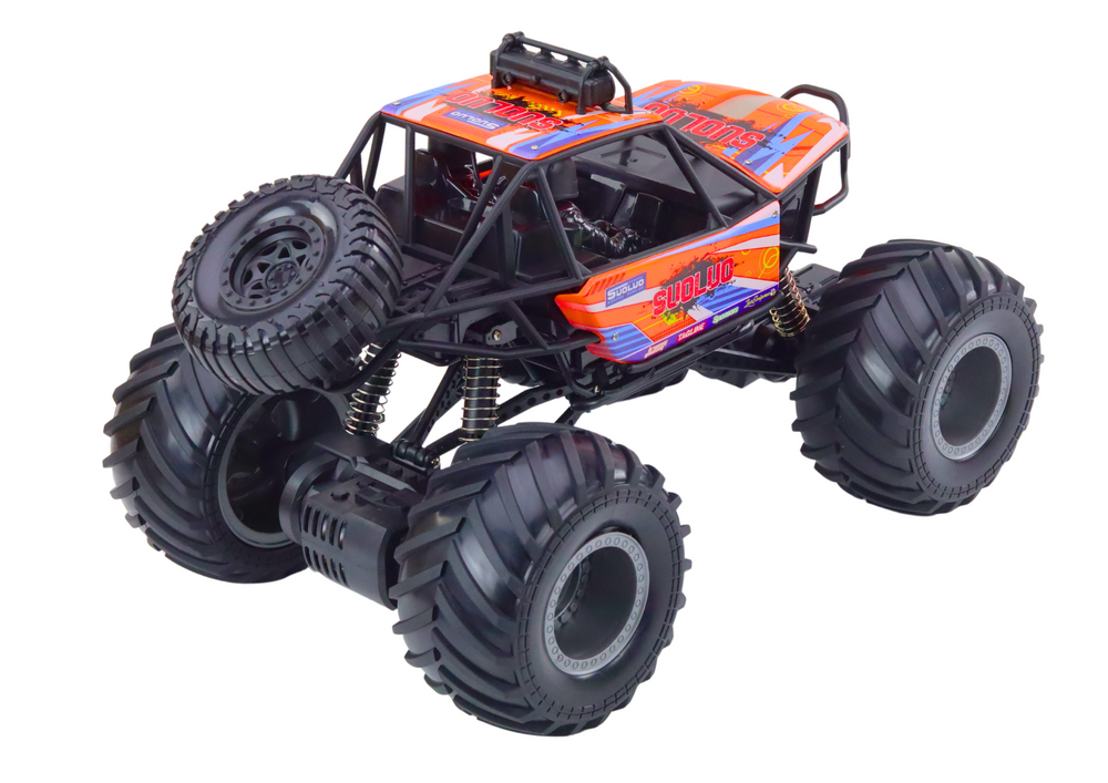 Op afstand bestuurbare monstertruck - oranje - 44x29x28 cm - licht en geluid