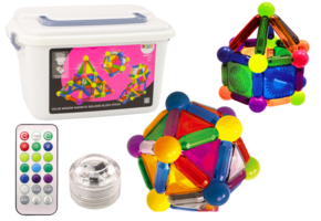 Magnetische blokken - 154 stuks - met verlichting - doos 35x24.5x20.5 cm