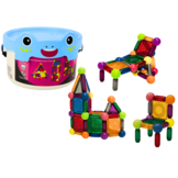 Magnetische bouwstenen - 80 stuks - emmer verpakking - inclusief verlichting