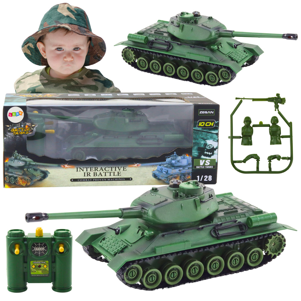 Op afstand bestuurbare tank - groen - 35x13x11.5 cm - infraroodsysteem
