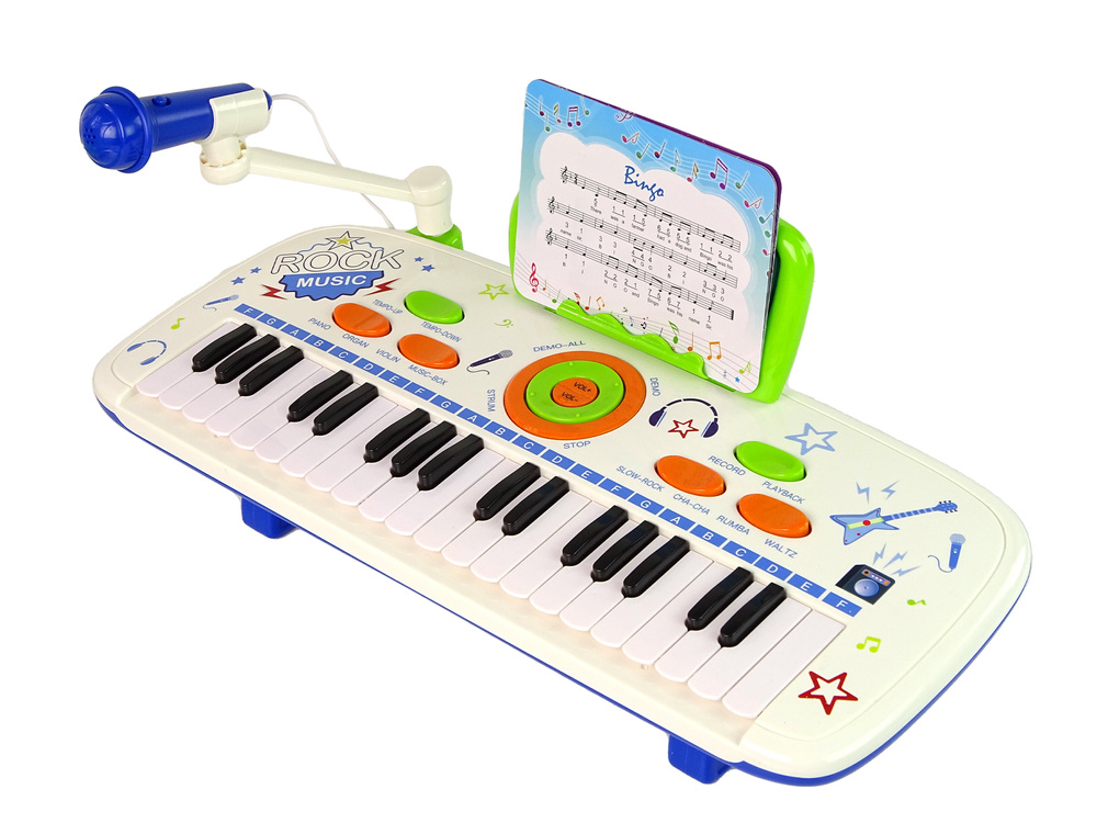 Kinder piano - blauw - 37 toetsen - met microfoon
