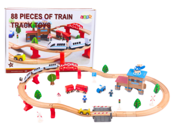 Houten treinbaan - 88-delig - inc accessoires