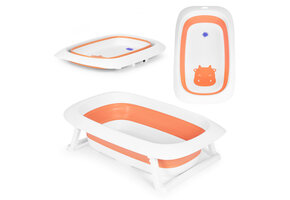 Opvouwbaar babybad - 81x49.5x22 cm - kleur veranderende plug - antislipvoetjes - oranje
