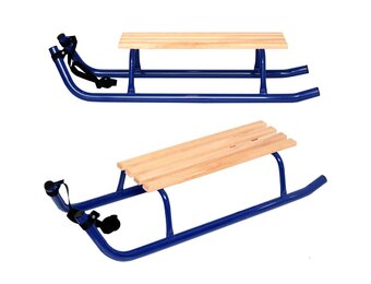 Slee - blauw - tweepersoons - beukenhouten zitvlak - 110x39x22,5 cm