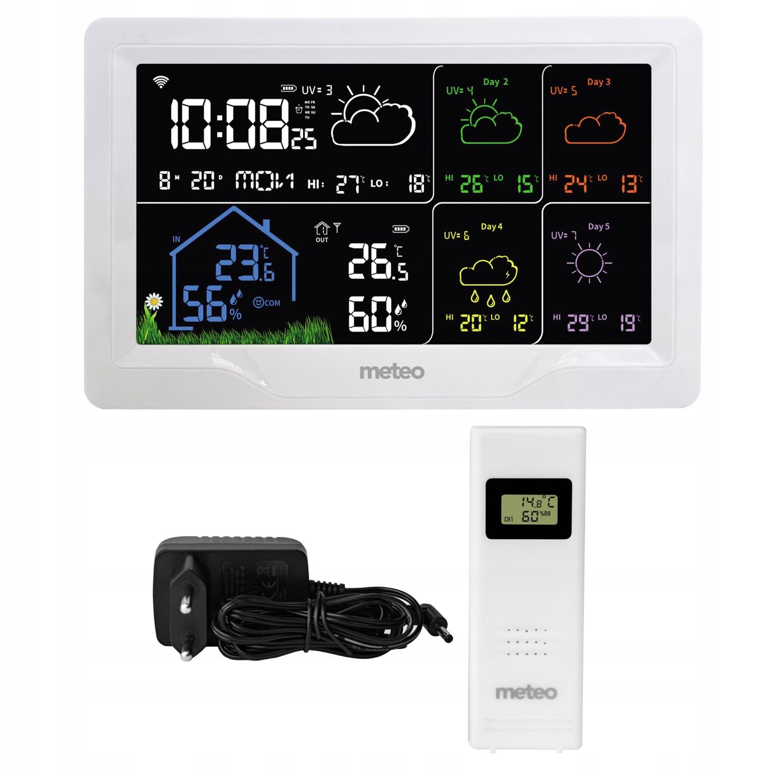 Weerstation - binnen/buiten temperatuur - luchtvochtigheid - barometer