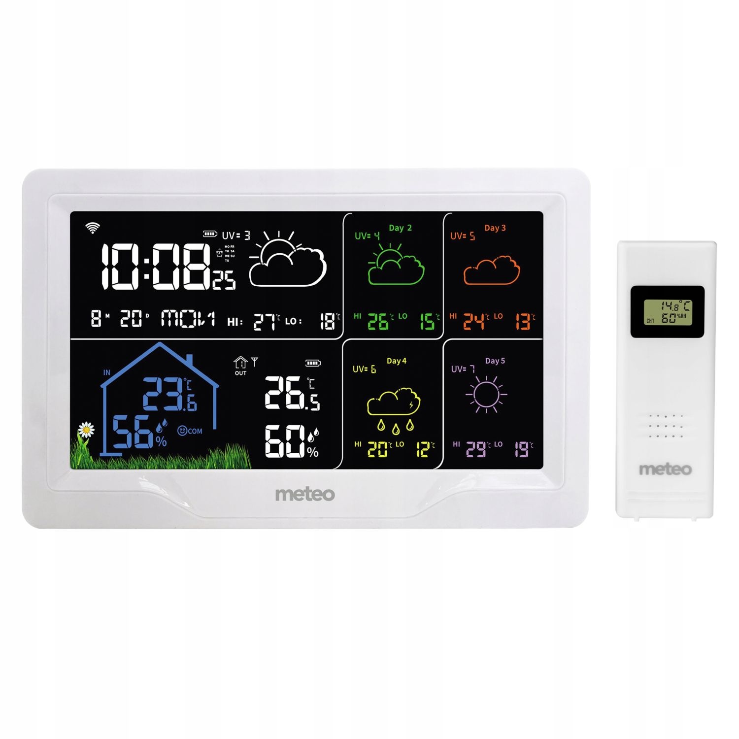 Weerstation - binnen/buiten temperatuur - luchtvochtigheid - barometer