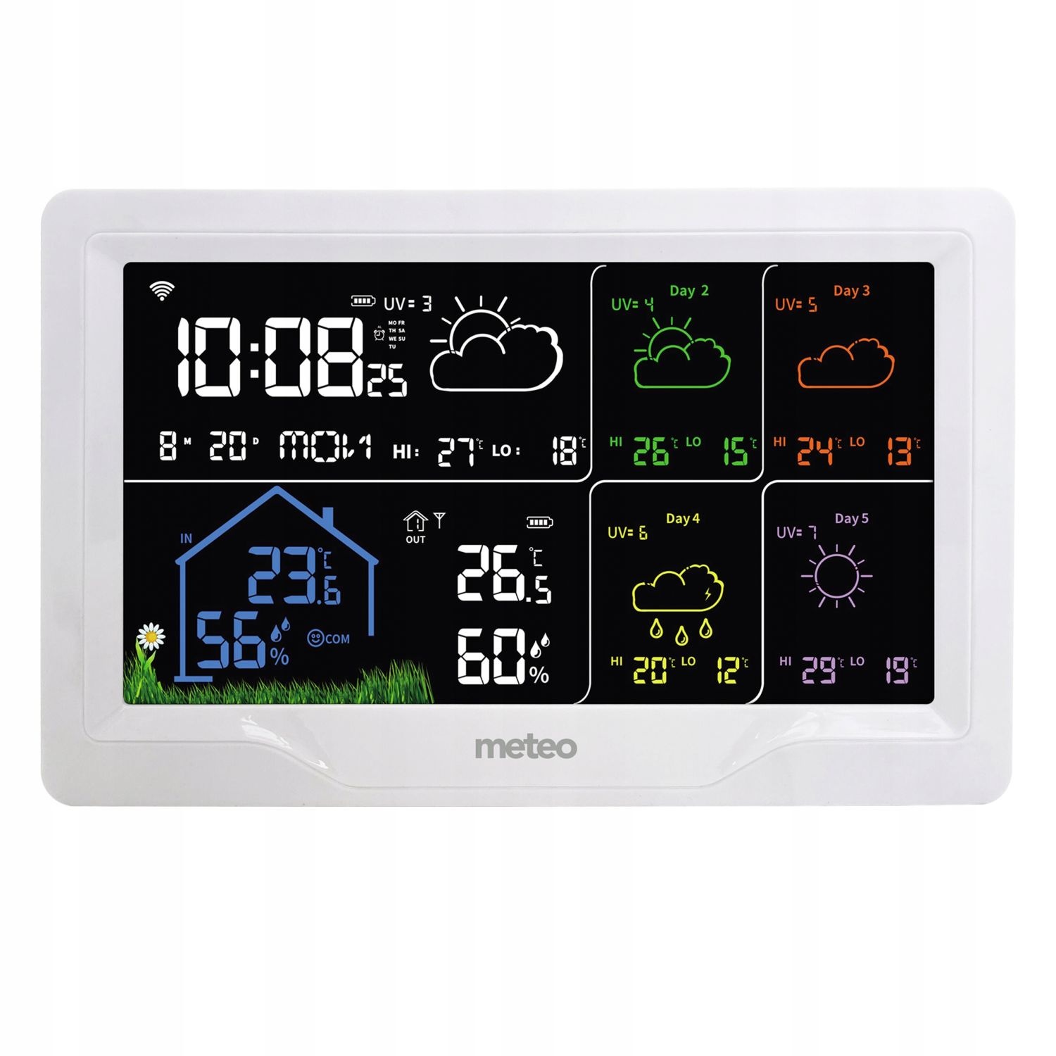 Weerstation - binnen/buiten temperatuur - luchtvochtigheid - barometer
