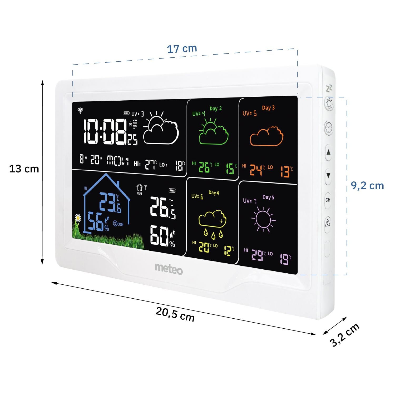 Weerstation - binnen/buiten temperatuur - luchtvochtigheid - barometer