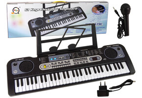 Kinder keyboard - zwart - 75x19x25 cm - met microfoon