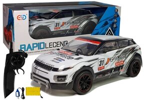 Race auto - 1:10 schaal - wit - PVC materiaal