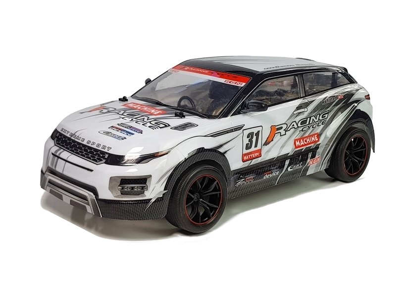 Race auto - 1:10 schaal - wit - PVC materiaal
