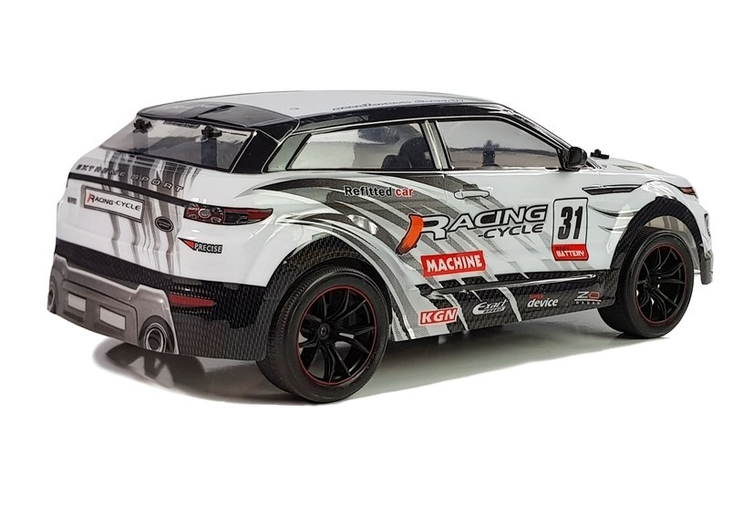 Race auto - 1:10 schaal - wit - PVC materiaal