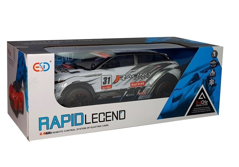 Race auto - 1:10 schaal - wit - PVC materiaal