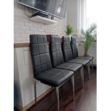 Design Eetkamerstoelen Set - 4 Moderne Stoelen met Chromen Poten - Zwart