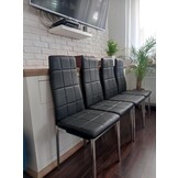 Complete Eetkamer Stoelen Set - 4 Zwarte Stoelen met Hoge Rugleuning