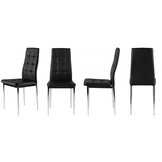 Complete Eetkamer Stoelen Set - 4 Zwarte Stoelen met Hoge Rugleuning