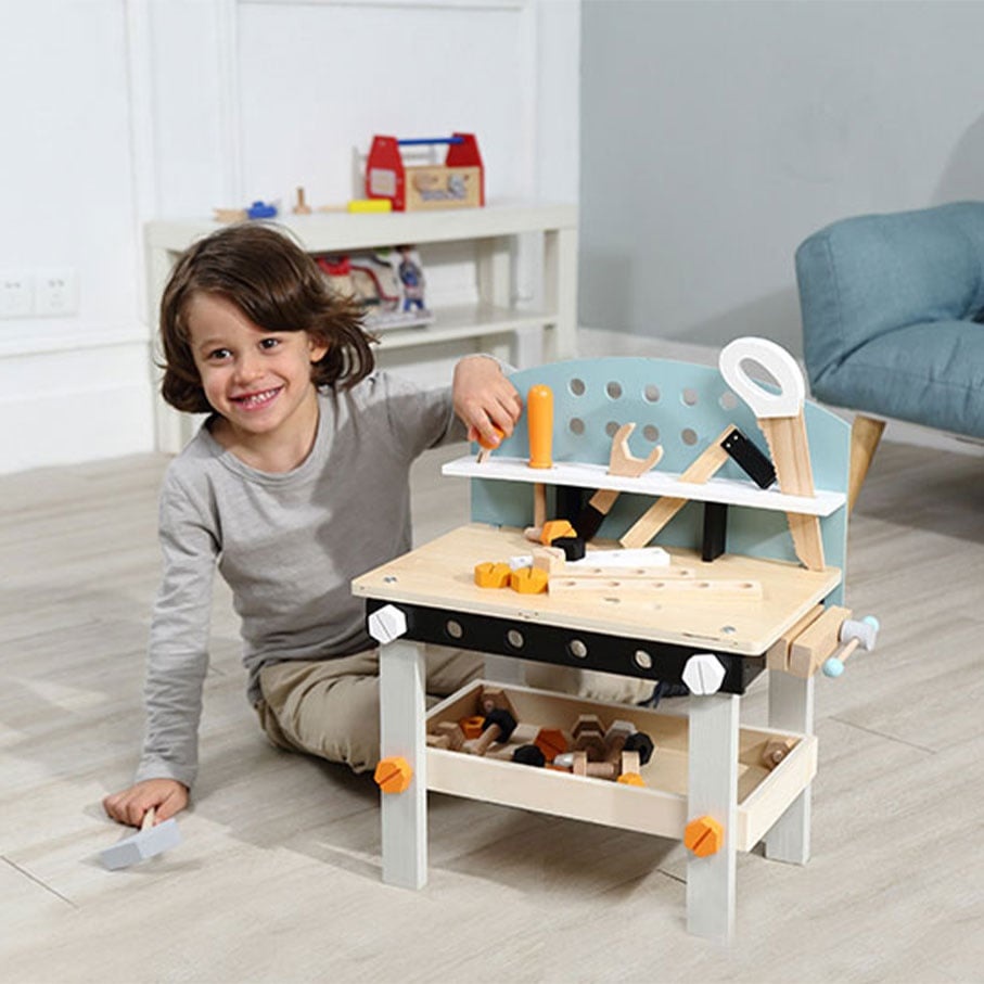 Educatieve Kinderwerkbank Hout - Compleet met Gereedschap - Motoriek Ontwikkeling 3+