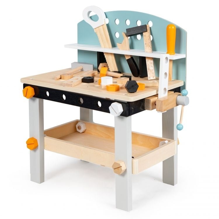 Complete Peuter Werkbank Set - Houten Gereedschap en Bankschroef - 3+