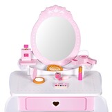 Houten Kaptafel voor Kinderontwikkeling - Inclusief 7 Accessoires en Krukje