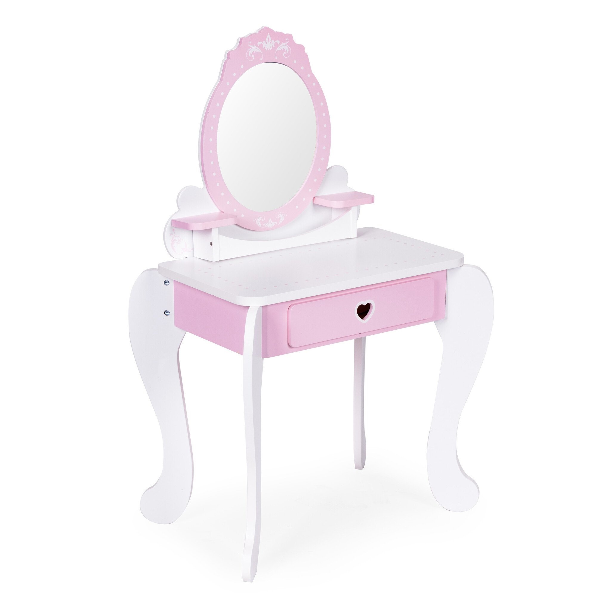Naturel Houten Kinderkaptafel Set - Scandinavisch Design - Met Opbergruimte