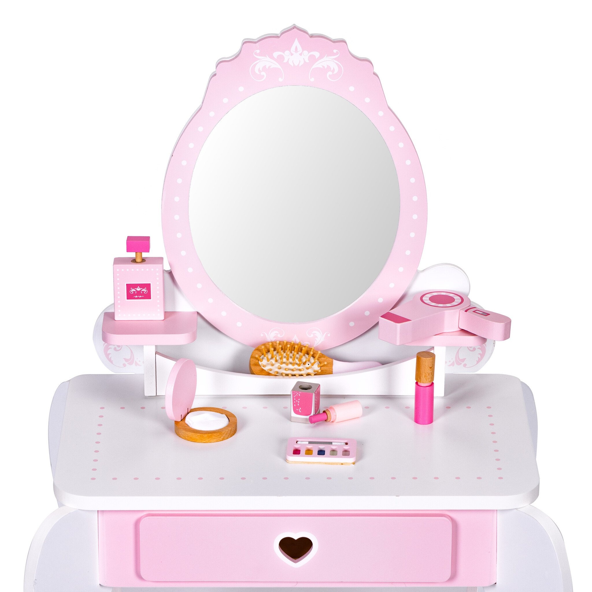 Complete Kinderkaptafel Set - Hout - Met Spiegel, Kruk en 7 Accessoires