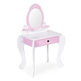 Complete Kinderkaptafel Set - Hout - Met Spiegel, Kruk en 7 Accessoires