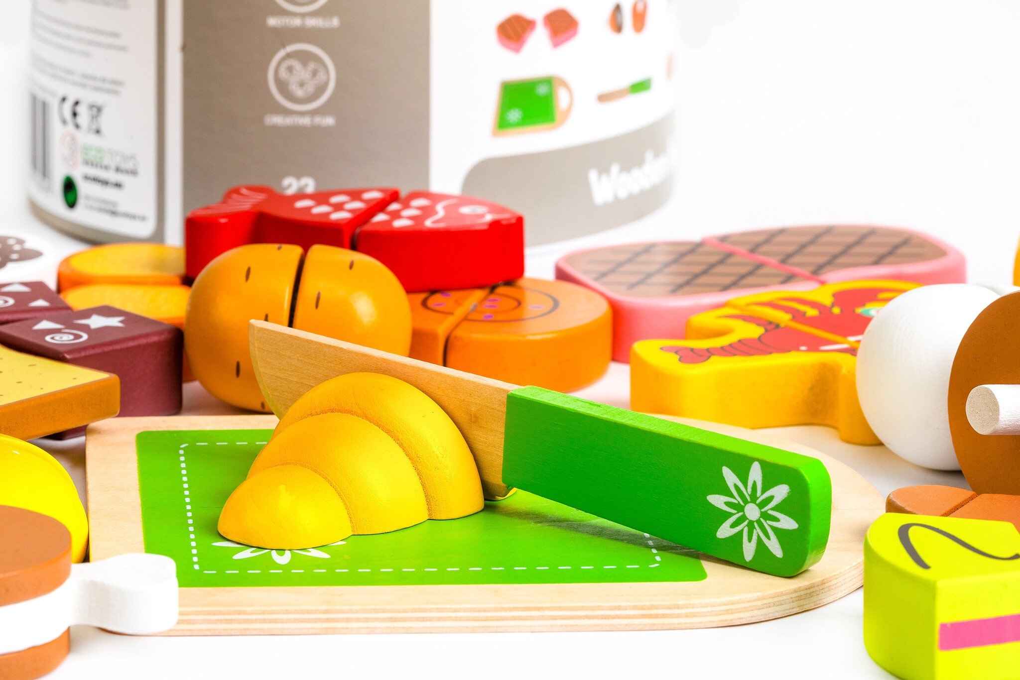 Duurzame Houten Speelkeuken Set - Complete Voedselset met Opbergbox - Vanaf 3 jaar