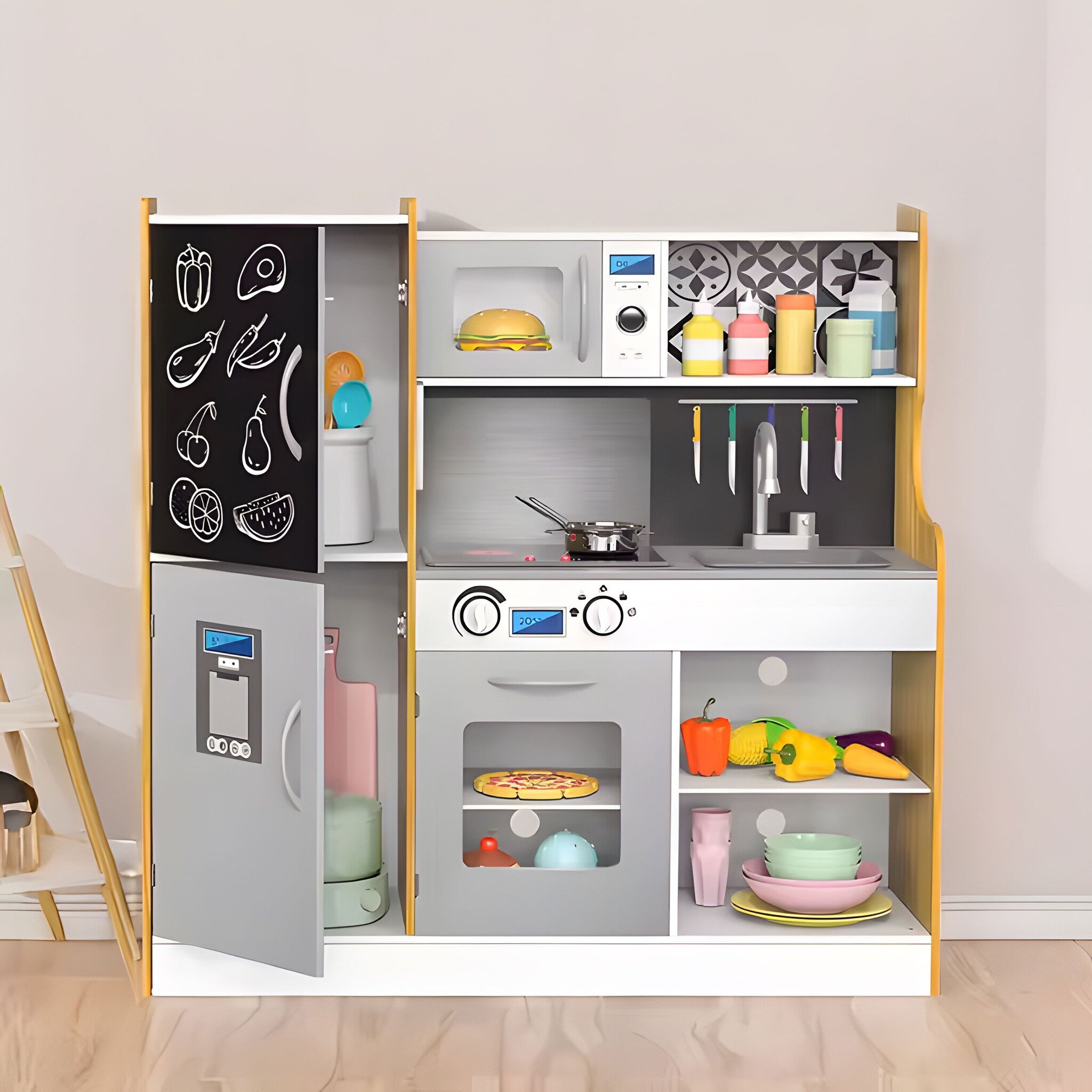 Complete Houten Speelkeuken - Interactief met Licht en Geluid - Ideaal Kindercadeau
