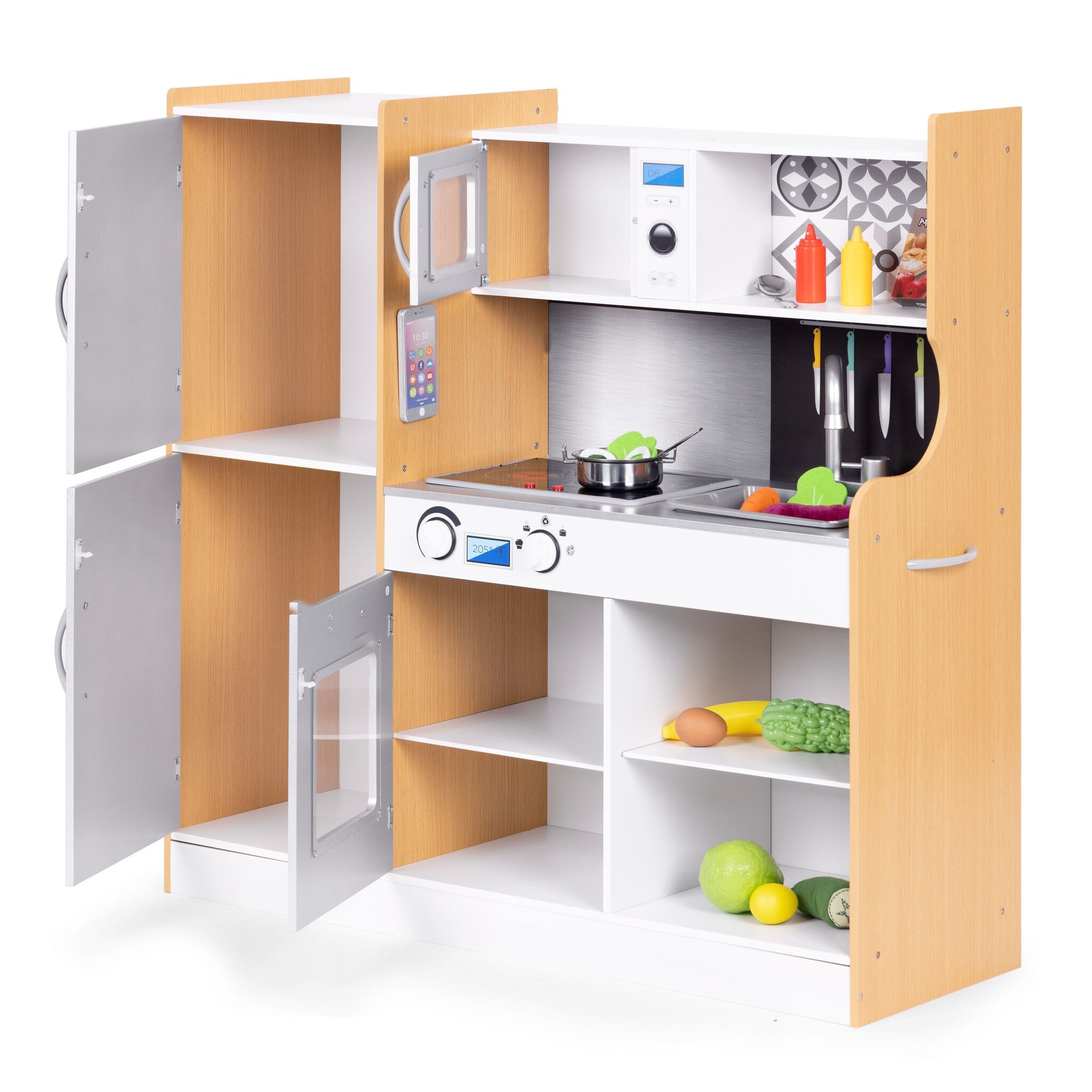 Complete Houten Speelkeuken - Interactief met Licht en Geluid - Ideaal Kindercadeau