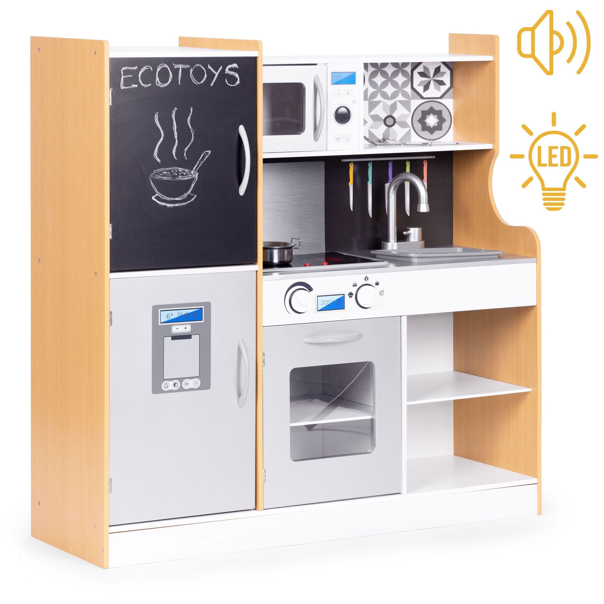 Complete Houten Speelkeuken - Interactief met Licht en Geluid - Ideaal Kindercadeau