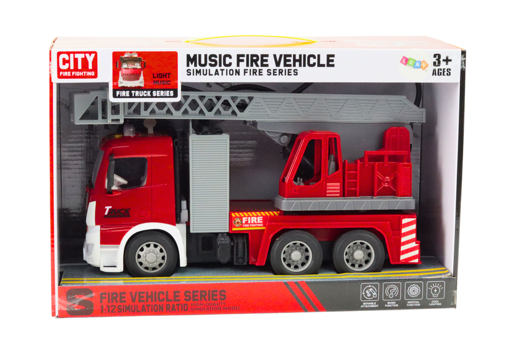 Brandweerwagen Speelgoed met Sirene - 31 cm - Verstelbare Ladder - Batterijen Inclusief