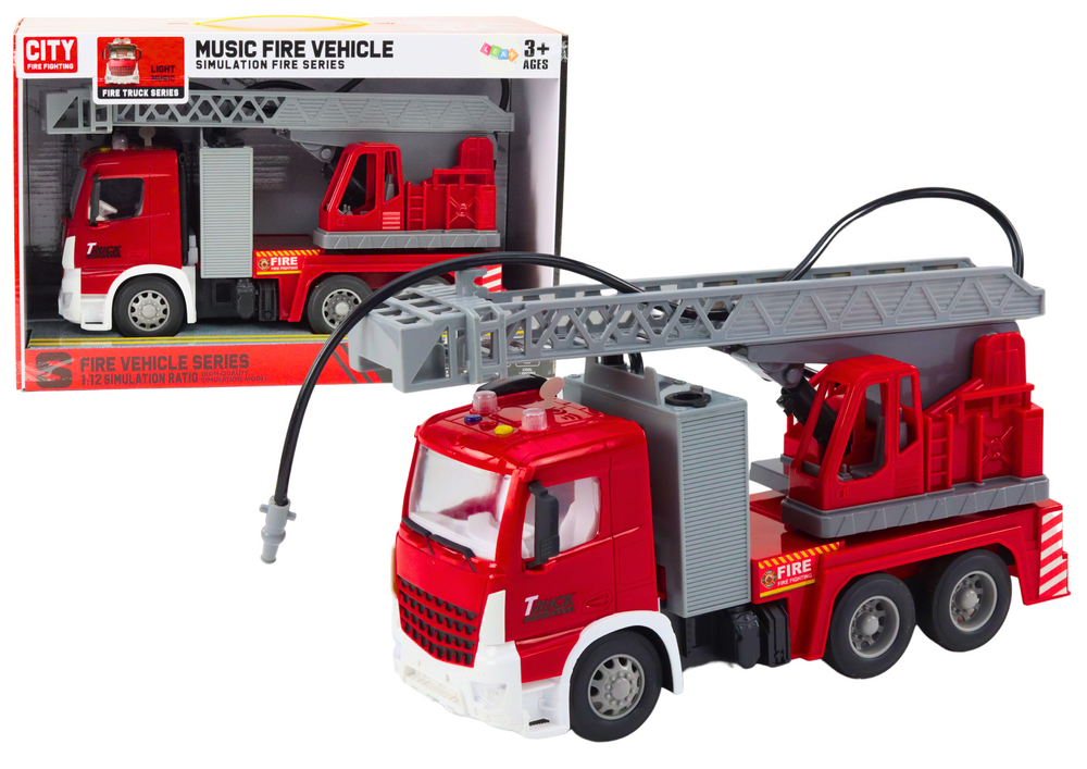 Brandweerwagen Speelgoed met Sirene - 31 cm - Verstelbare Ladder - Batterijen Inclusief