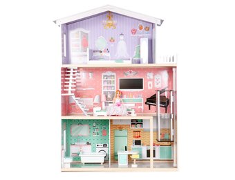 Luxe Compleet Poppenhuis 114cm - Inclusief Lift en 10-delige Meubelset