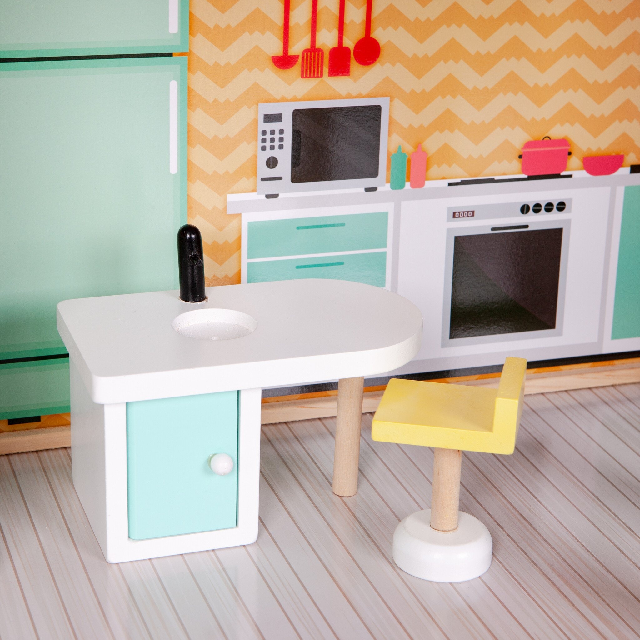 Educatief Houten Poppenhuis - 3 Verdiepingen Met Lift - CE-Gecertificeerd