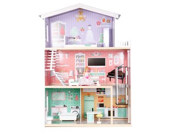 Premium Houten Poppenvilla - 114cm - Met Werkende Lift en Luxe Meubilair