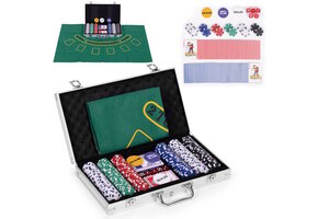 Casino Poker Spelset Deluxe | 300 Professionele Fiches | Speelmat XL