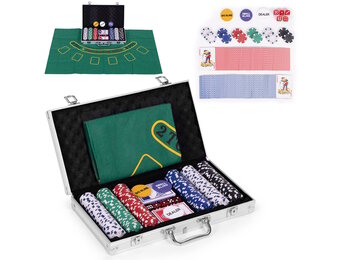 Casino Poker Spelset Deluxe | 300 Professionele Fiches | Speelmat XL