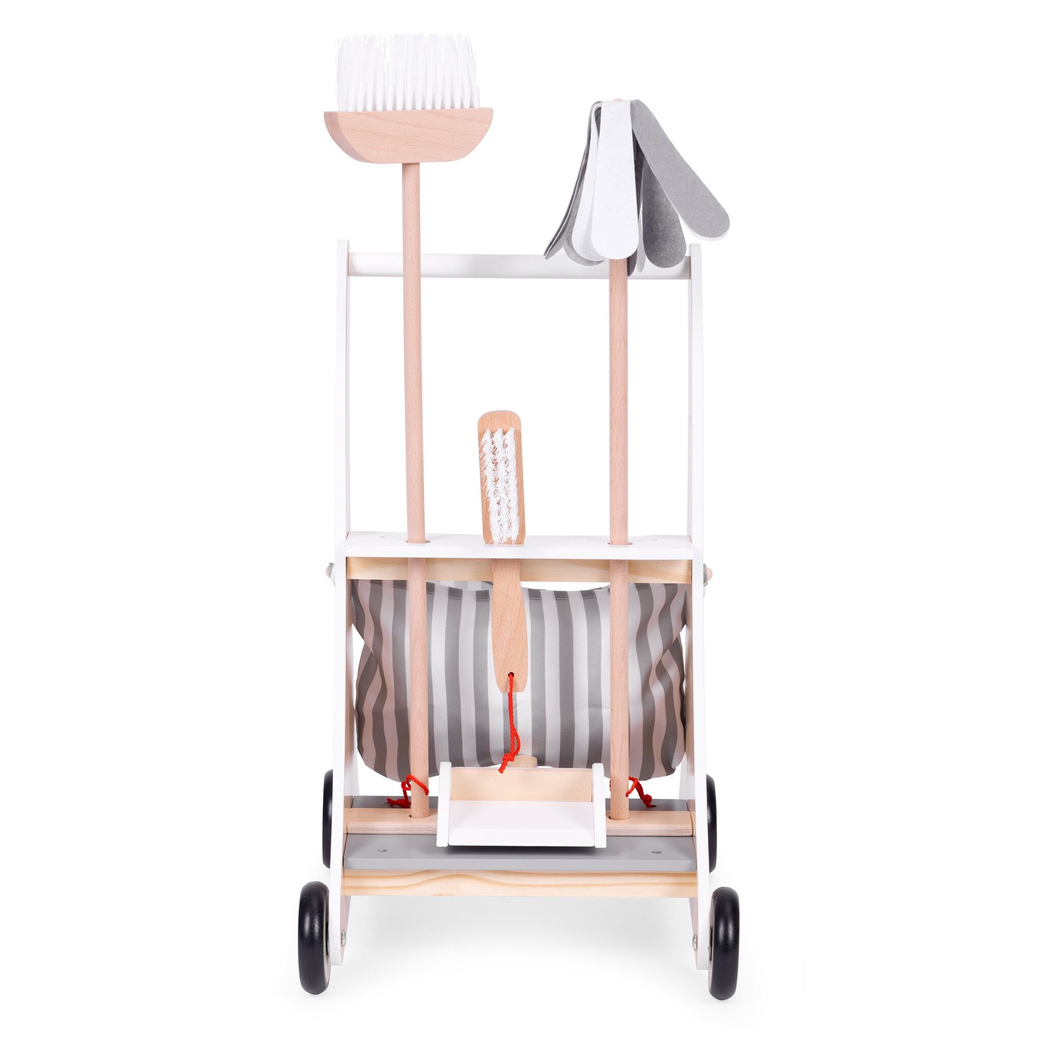 Complete Houten Schoonmaakkar met Opbergtas - Multifunctioneel Kinderspeelgoed