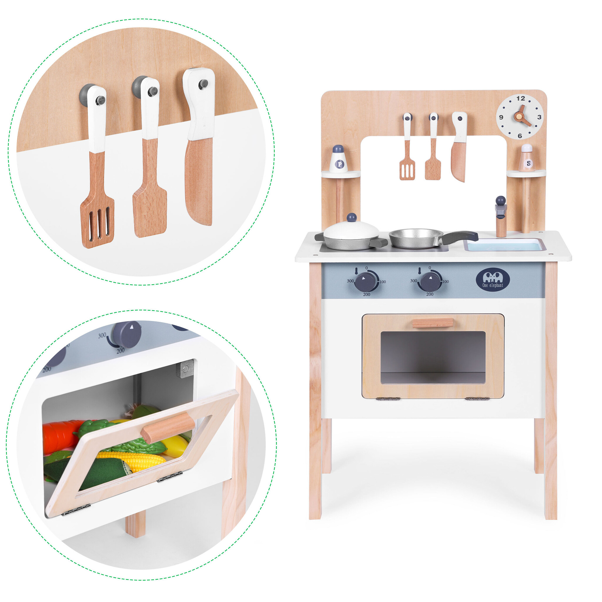 Duurzame Houten Kinderkeuken Compleet - Natuurlijk Speelplezier - Met 8 Accessoires