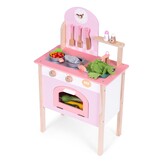 Complete Roze Kinderkeuken Set - Houten Speelgoed met 8-delige Accessoireset